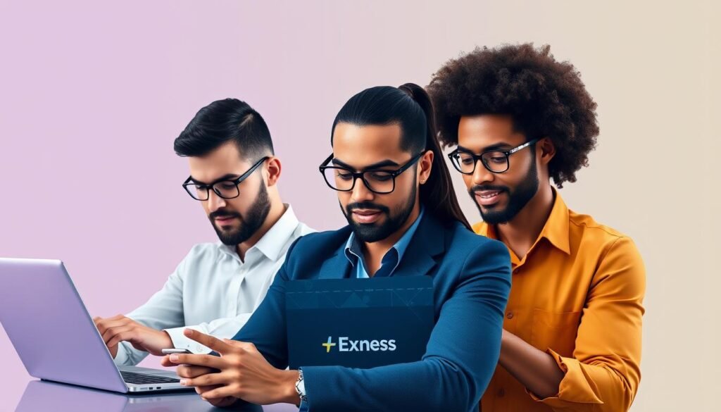 Exness Broker Review showing different trader types using the platform