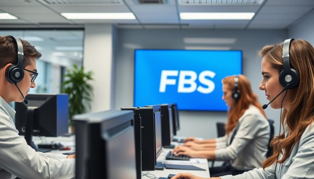 FBS customer support team assisting clients