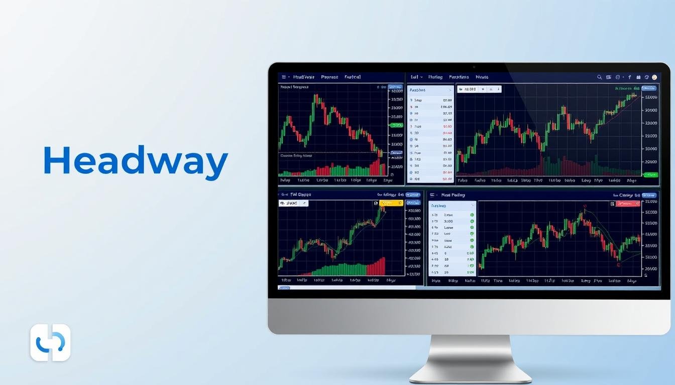 Headway Brokers review showing their trading platform interface with multiple charts and analysis tools