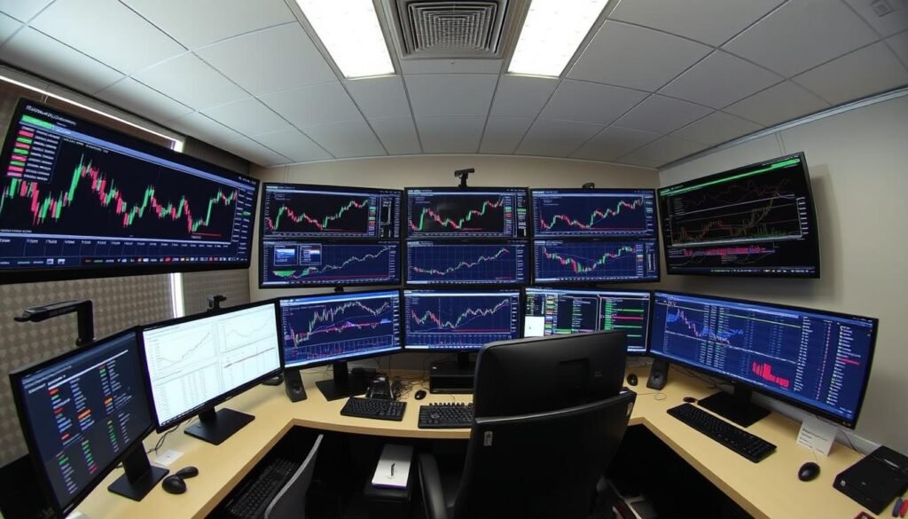 JustMarkets Broker Review showing trading dashboard with multiple charts and analysis