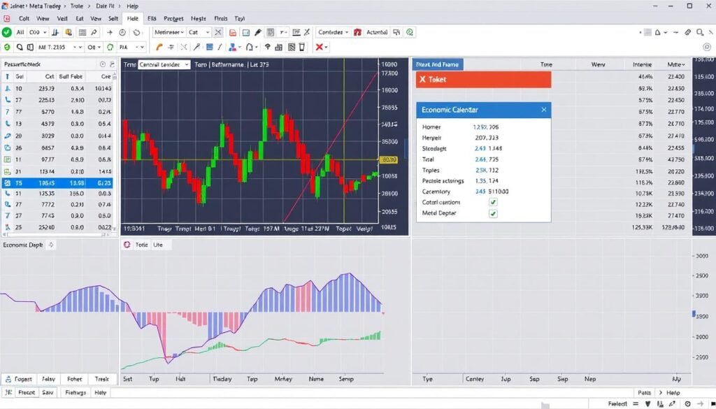 MetaTrader 5 platform with advanced charting and multiple timeframes