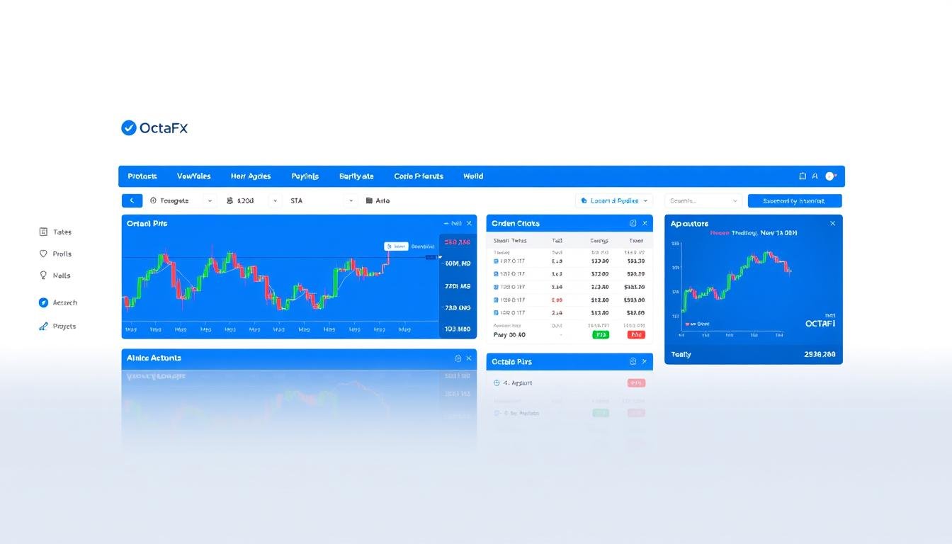 OctaFX trading platform dashboard showing key features and interface elements