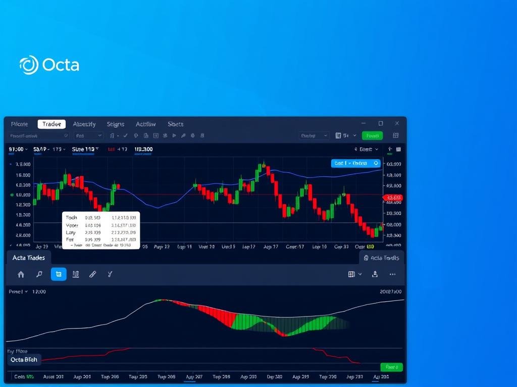 OctaTrader web platform interface showing charts and trading tools