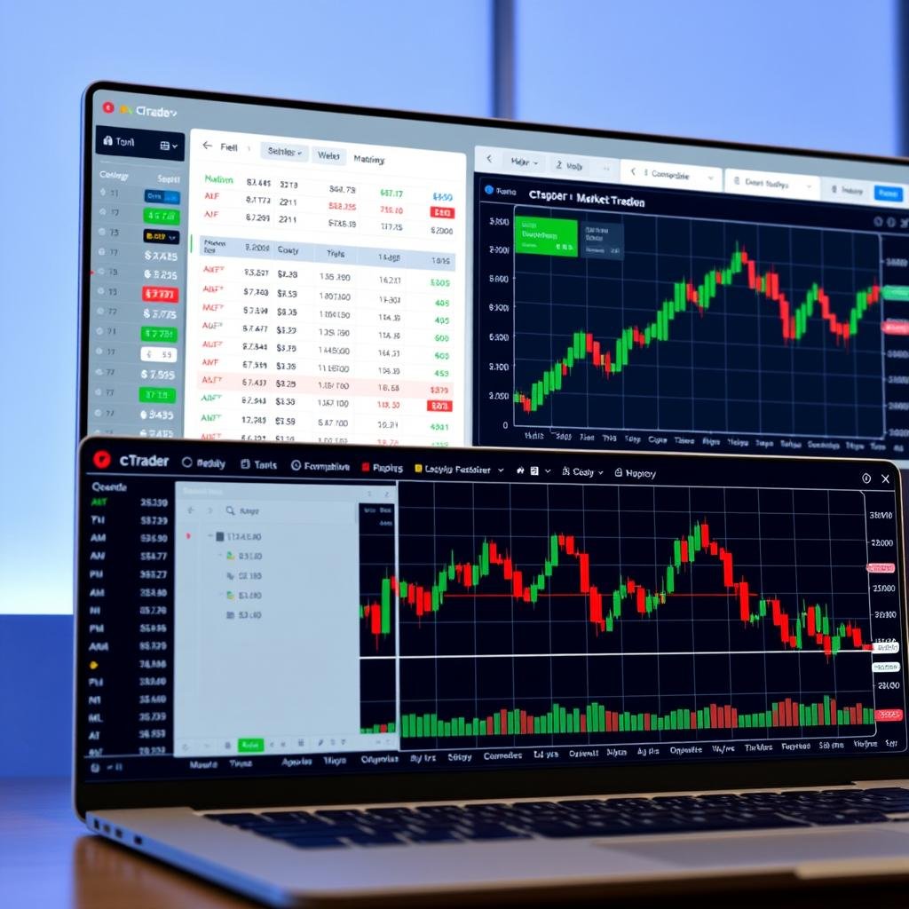 cTrader platform showing depth of market and advanced charting tools