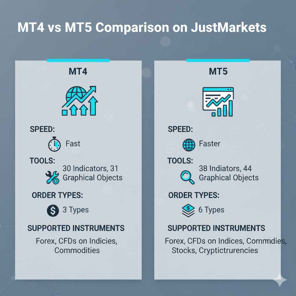 JustMarkets MT4 vs MT5